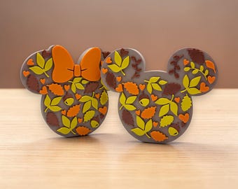 Mickey and Minnie Ear Fall Foliage Decorations 3d Printed