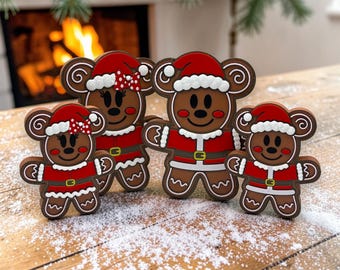 Mickey and Minnie Gingerbread Santa Claus Family Decorations 3d Printed