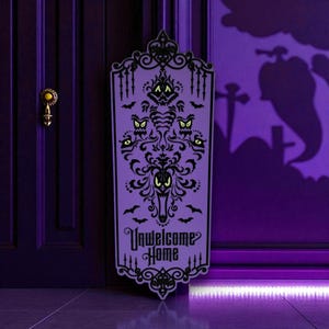 Haunted Mansion &#39;Unwelcome Home&quot; Hanging Sign 3d Printed