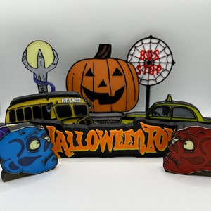 Halloweentown Themed Tiered Tray or Shelf Decorations 3d Printed