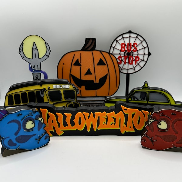 Halloweentown Themed Tiered Tray or Shelf Decorations 3d Printed