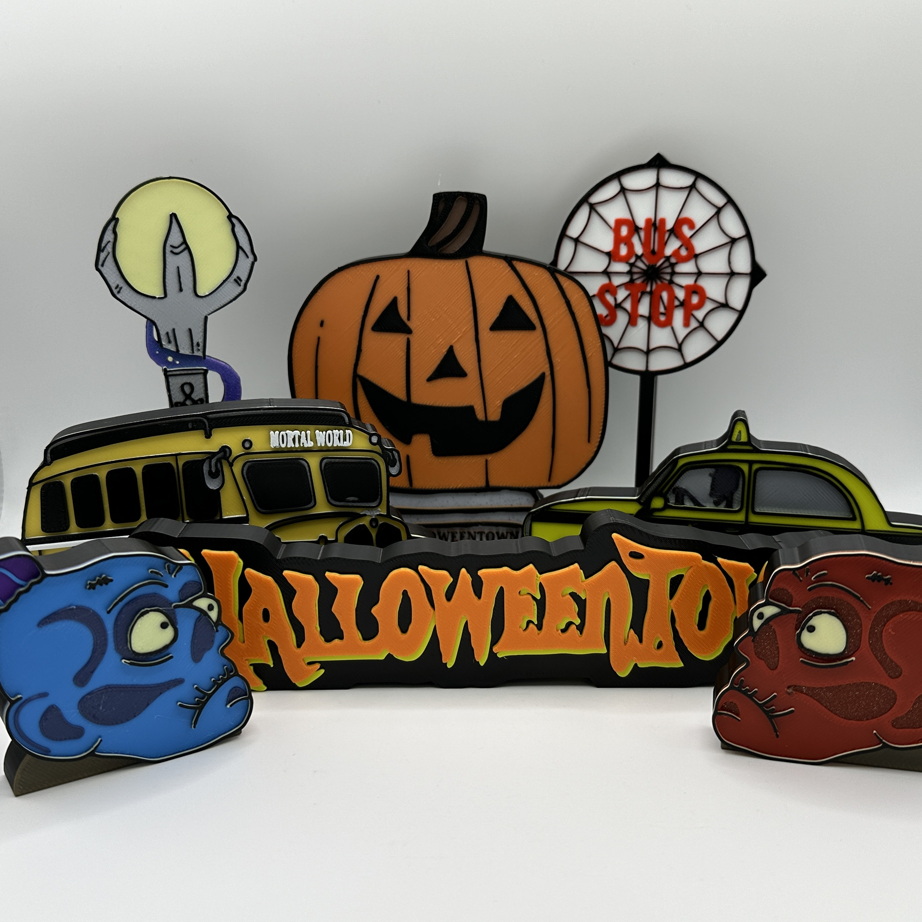 Halloweentown Themed Tiered Tray or Shelf Decorations 3d Printed