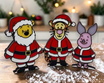 Winnie the Pooh & Friends Santa Outfit Decorations 3d Printed