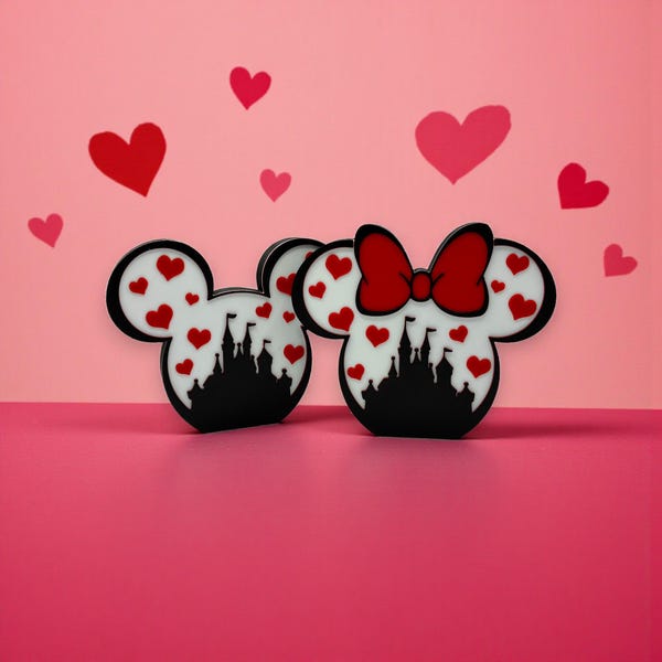 Mickey and Minnie Icon Heart Castle Ear Decorations 3d Printed