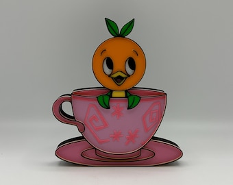 Orange Bird in a Teacup Decoration 3d Printed