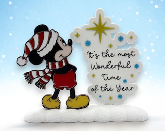3D Printed Mickey Mouse Christmas Decoration: Holiday Scene (7" Wide)