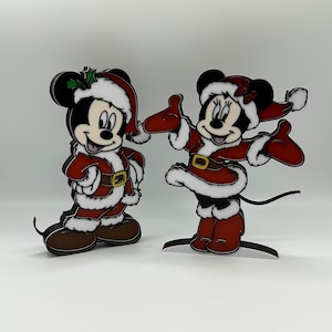 Mickey and Minnie Santa Claus Christmas Decorations 3d Printed