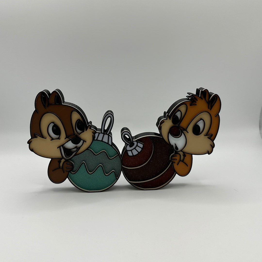 Chip N Dale Christmas Ornament Standing Tray or Shelf Decoration
