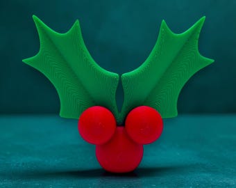 Mickey Icon Holly Sprig Christmas Decoration 3d Printed
