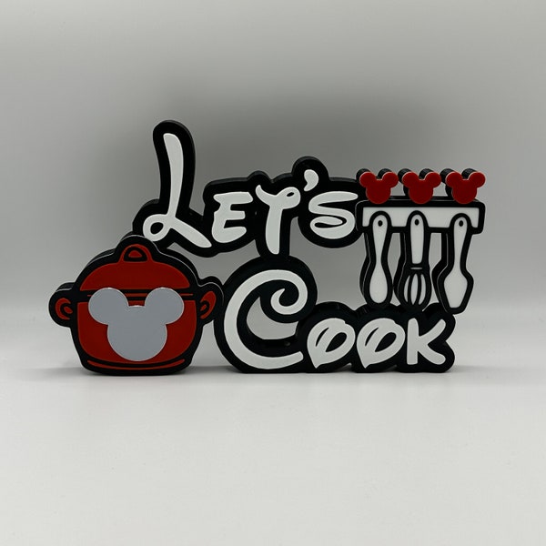 Mickey Themed Let's Cook Kitchen Decoration 3d Printed