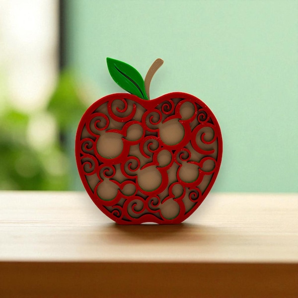 Mickey Icon Swirl Apple Decoration 3d Printed
