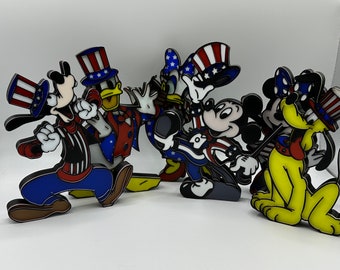 Disney Character 4th of July Patriotic Standing Decorations 3d Printed