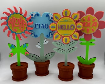 It's a Small World Inspired Hello Flower Standing Decorations 3d Printed