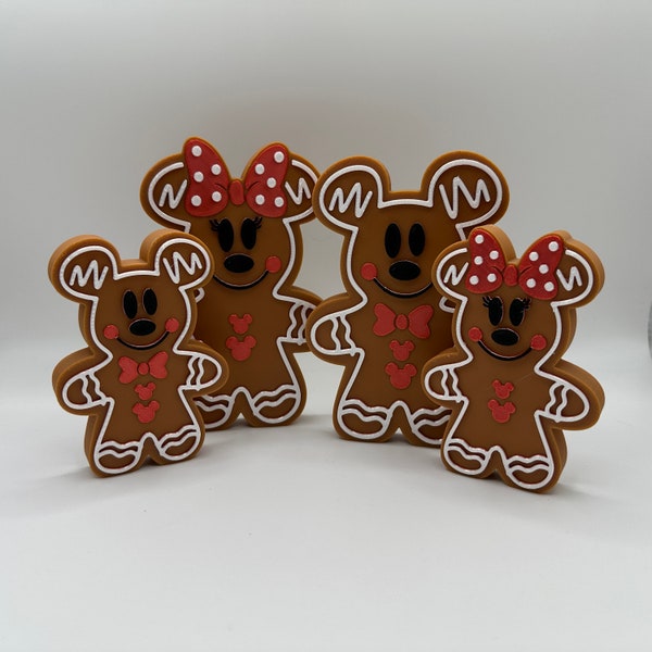 Mickey and Minnie Mouse Gingerbread Family Decorations 3d Printed