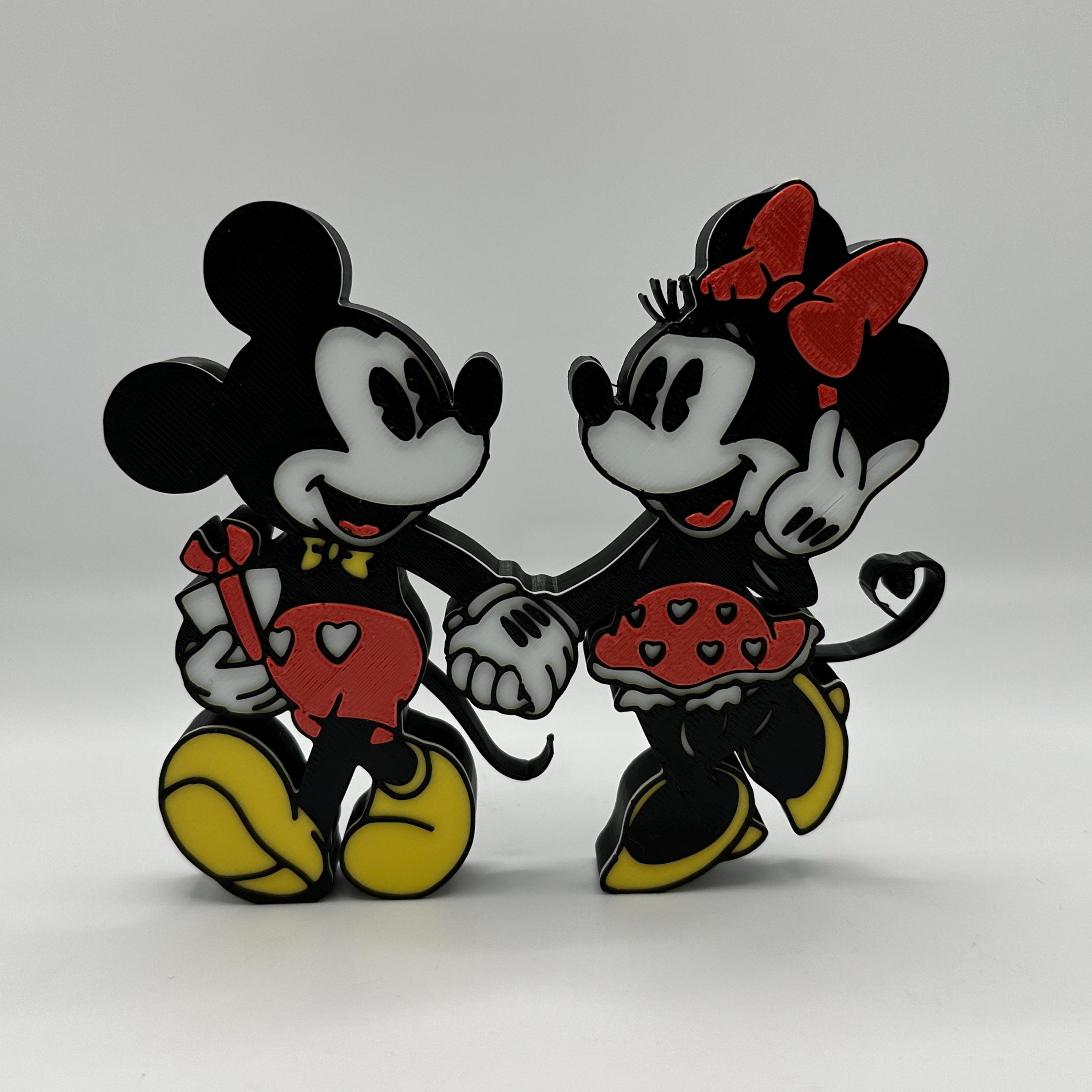 Mickey and Minnie Retro Romantic Walk Standing Decoration 3d