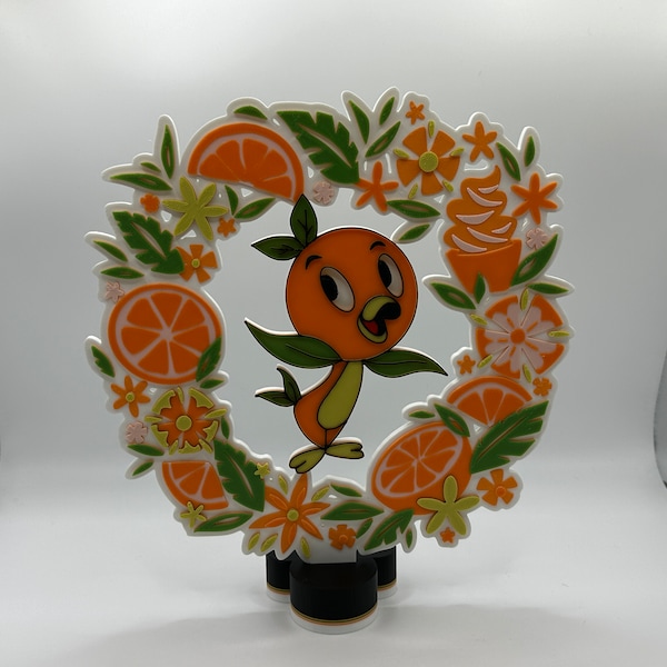 Orange Bird Floral Themed Standing Decoration 3d Printed