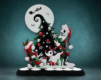 Jack, Sally and Zero Holiday Tree Decoration Scene 3d Printed