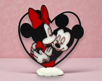 Minnie Kissing Mickey 3D Printed Valentine's Day Heart Decoration