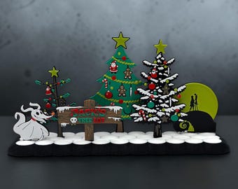 Nightmare Before Christmas Jack's Tree Farm Holiday Scene 3d Printed