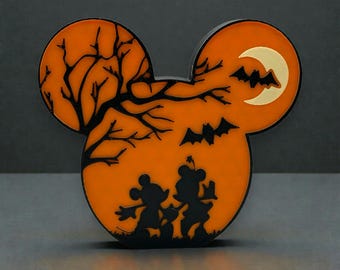 Mickey and Minnie Halloween Moon Decoration 3d Printed