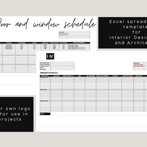 Door and window Schedule/ Door Schedule Template/Window Schedule Template/Interior Design/Architecture/Editable Template/Instant Download