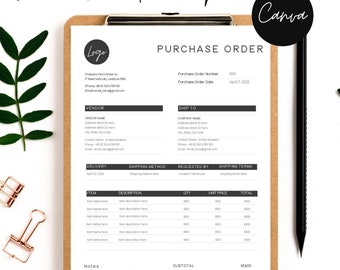 Plantilla de orden de compra - Plantilla editable - Formulario de orden de compra - Formulario comercial profesional - Hoja de pedido - Formulario digital - Canva