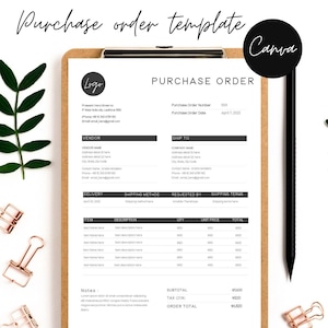 Purchase Order Template - Editable Template - Purchase Order Form - Professional Business Form - Order Sheet - Digital Form - Canva