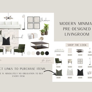 Online inredning | Designtjänst | e-design | Inredning | Virtuell design | Modern | Minimalistiskt vardagsrum | Moodboard | Direkt nedladdning