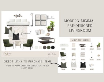 Online Interior Design|Design Service|e-design|Interior Design|Virtual Design|Modern|Minimal Livingroom|Moodboard|Instant Download