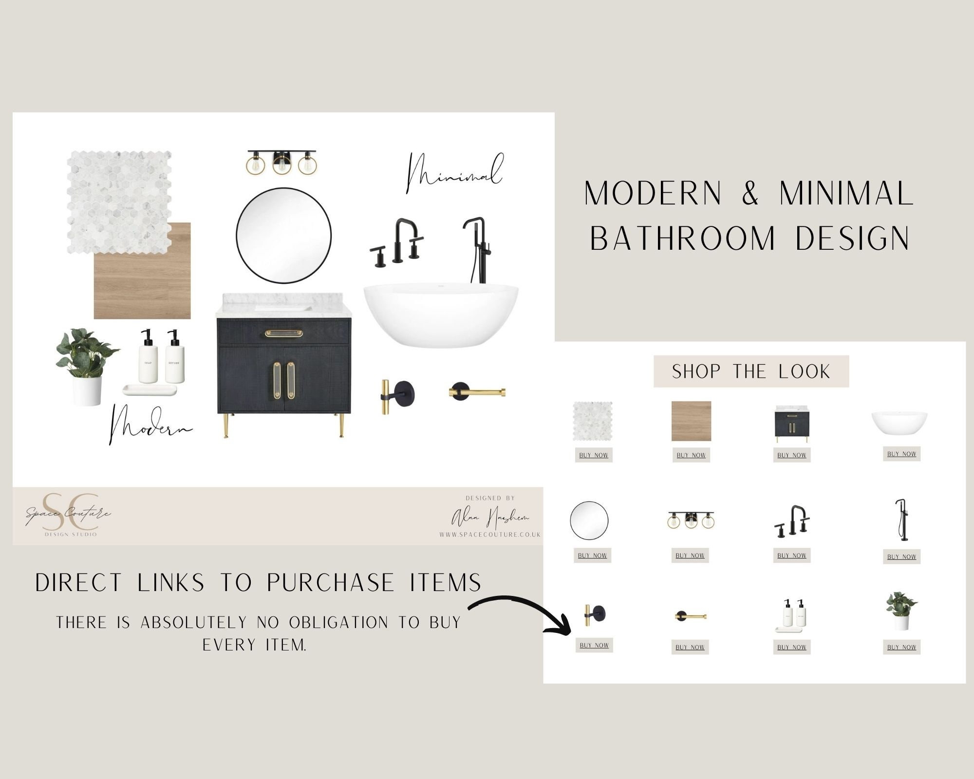 Online Interior Design|Design Service|e-design|Interior Design|Virtual Design|Modern|Minimal Bathroom|Moodboard|ShopTheLook|Instant Download