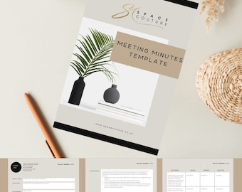 Meeting Minutes Template/Editable Template/Printable Template/Interior Design/Business Branding/Branding/Canva Template/Instant Download