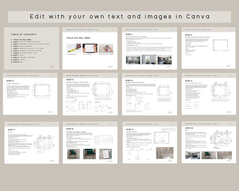 Photography Guide/Measurement Guide/Interior Design/Architecture/Editable Template/Measuring Space/Design/Canva/Instant Download image 2