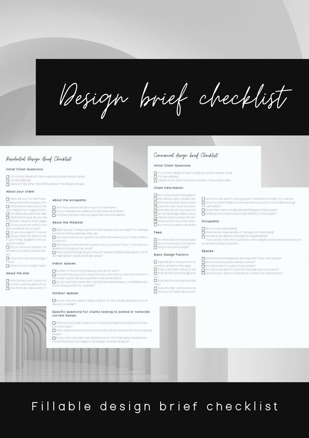 Interior Design Brief Checklist/ Architectural Brief/ Design Brief