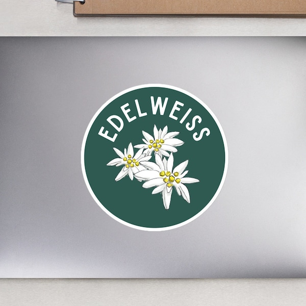 Edelweiss Sticker: Cute Sound of Music Hand-Drawn Alps Wildflower Decal For Planner Laptop Water Bottle. Julie Andrews Musical Theatre Gift!