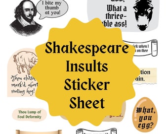Shakespeare Insults Sticker Sheet: Funny Literary Stickers