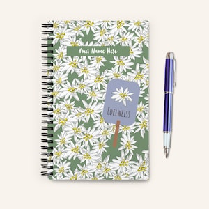 Personalized Edelweiss Dot-Grid Journal: Austrian Wildflower Notebook