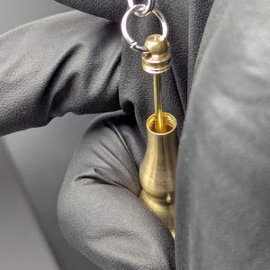 Brass Magic Spell Powder Ash Urn Mini Spoon & Screw Top Jar Amulet Keyring