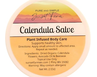 Organic Calendula Salve Herbal Balm Skin Body Care Ointment 2 oz