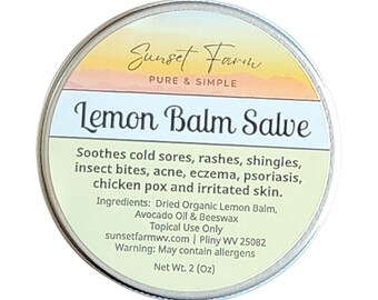 Lemon Balm Salve Soothes Cold Sores Insect Bites Rashes Irritated Skin