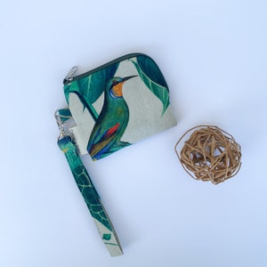 Porta-moedas minúsculo de pulso, Porta-moedas de pássaro, Porta-moedas minimalista com zíper, Porta-moedas minúsculo, Porta-moedas minimalista, Carteira com alça