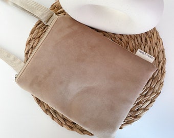 Bolso bandolera de terciopelo: bandolera beige para móvil