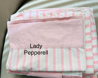 Vintage sheets; Lady Pepperell  twin flat sheets pillowcase pink white stripe