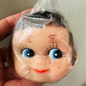 Vintage NOS doll heads soft rubber with  hair crafting art doll parts