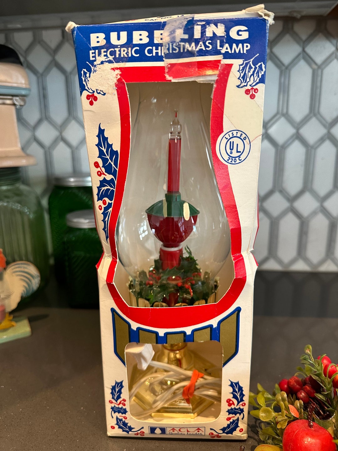 Vintage Bubbling Electric Christmas Lamp Lantern Tabletop Etsy