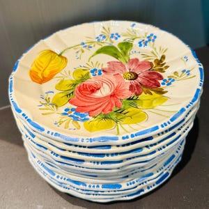 Italian Renaissance Revival Faienu Nove Rose Floral Plates