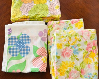 Sábanas planas vintage; tamaño individual, estampados florales grandes y llamativos, ropa de cama retro moderna para dormitorio