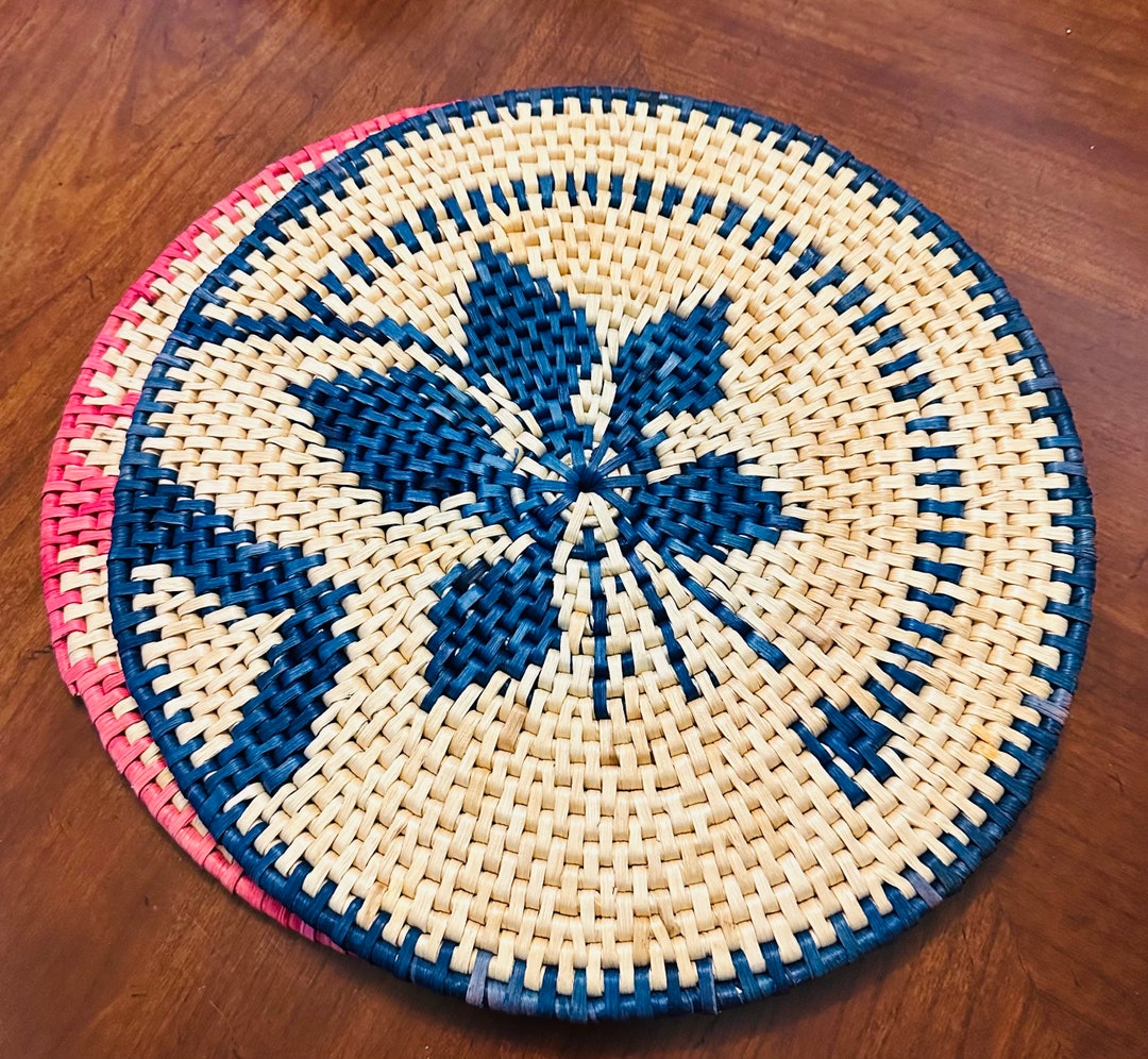 Vintage Rattan Round Trivets Set of 2 BOHO - Etsy