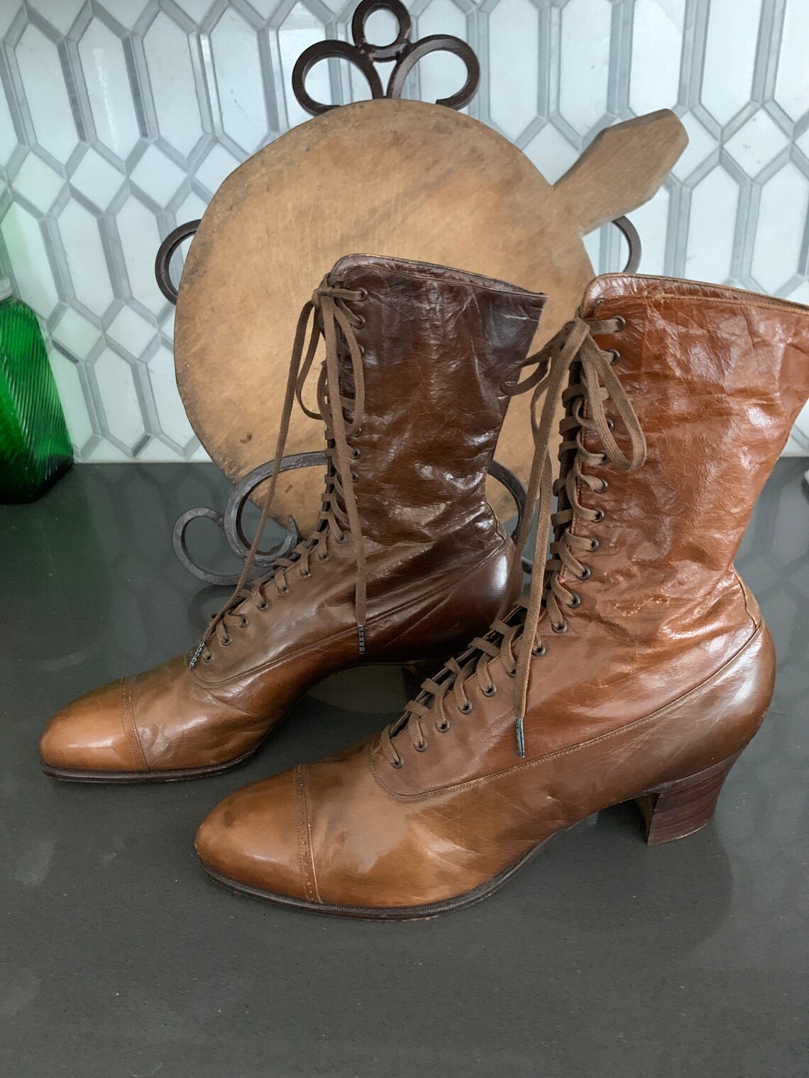 Antique Edwardian Granny Lace up Leather Boot Shoe Womens - Etsy