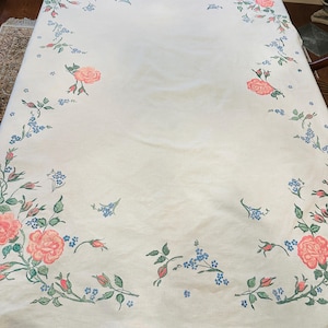 Vintage tablecloths florals cookout rectangular dining cloths