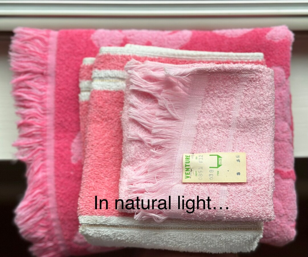Vintage Cannon Bath Towel Set Pinks Revers Etsy